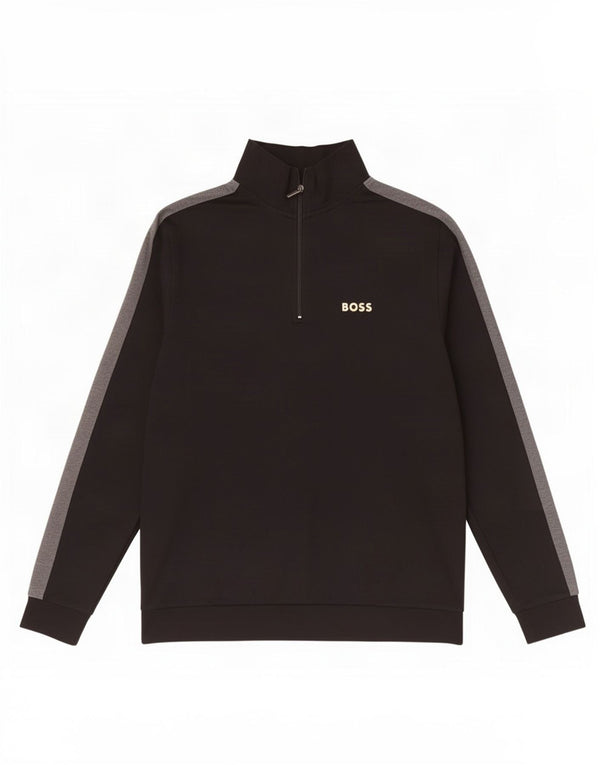 Hugo Boss Hombre Sudadera con cuello con cremallera Jumper XL Algodón color block negro