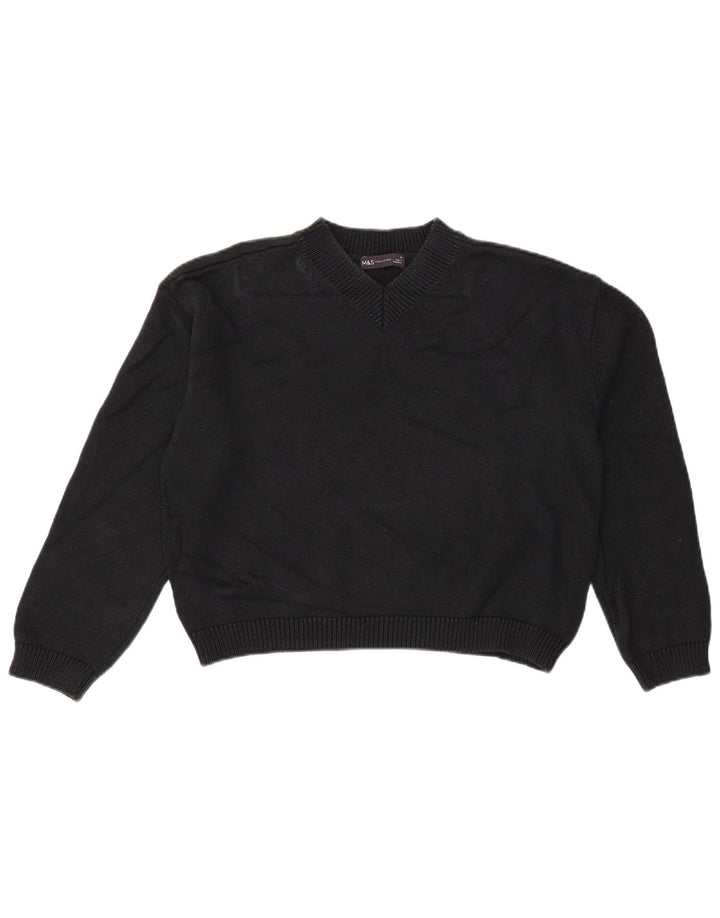 Marks & Spencer Suéter corto con cuello en V para mujer UK 44 Mediano Negro