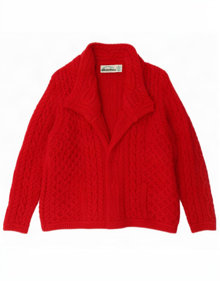 Aran Crafts - Cárdigan para mujer, talla 40, lana merina roja mediana