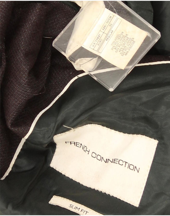 French Connection Chaqueta tipo blazer de 2 botones para hombre UK 42 XL Gris Lana Clásica