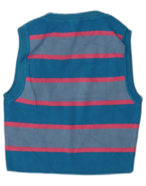 Zara Mujer Crop Vest Top UK 40 Viscosa Rayas Azul Medio