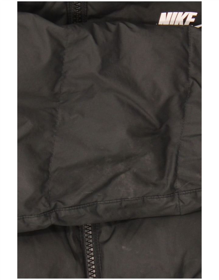 NIKE Chaqueta acolchada con capucha para niños 12-13 años Grande Poliéster negro