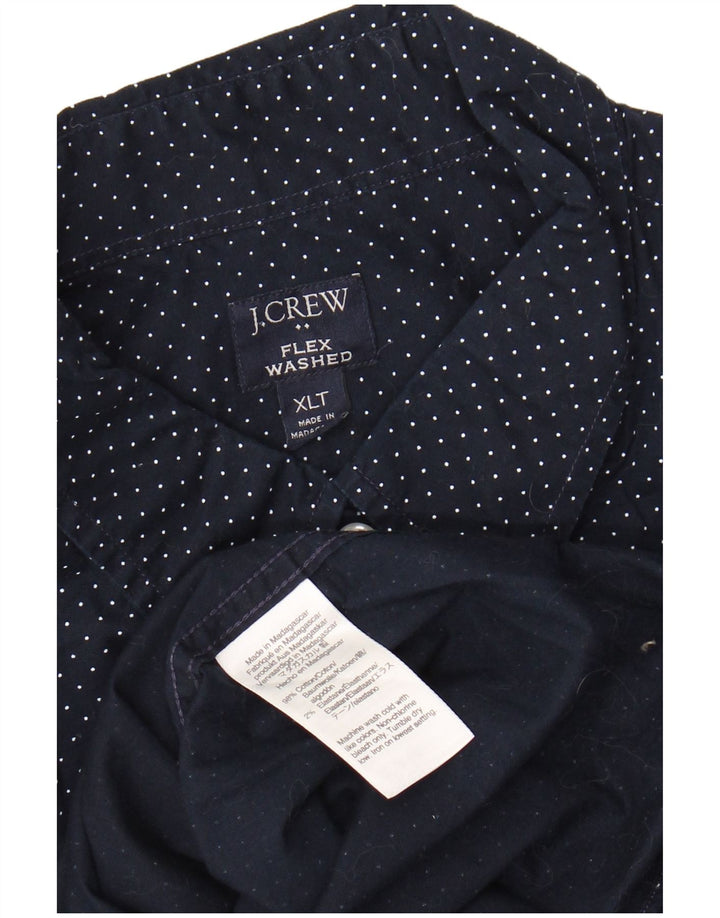 J. CREW Camisa alta para hombre XL Algodón moteado azul marino