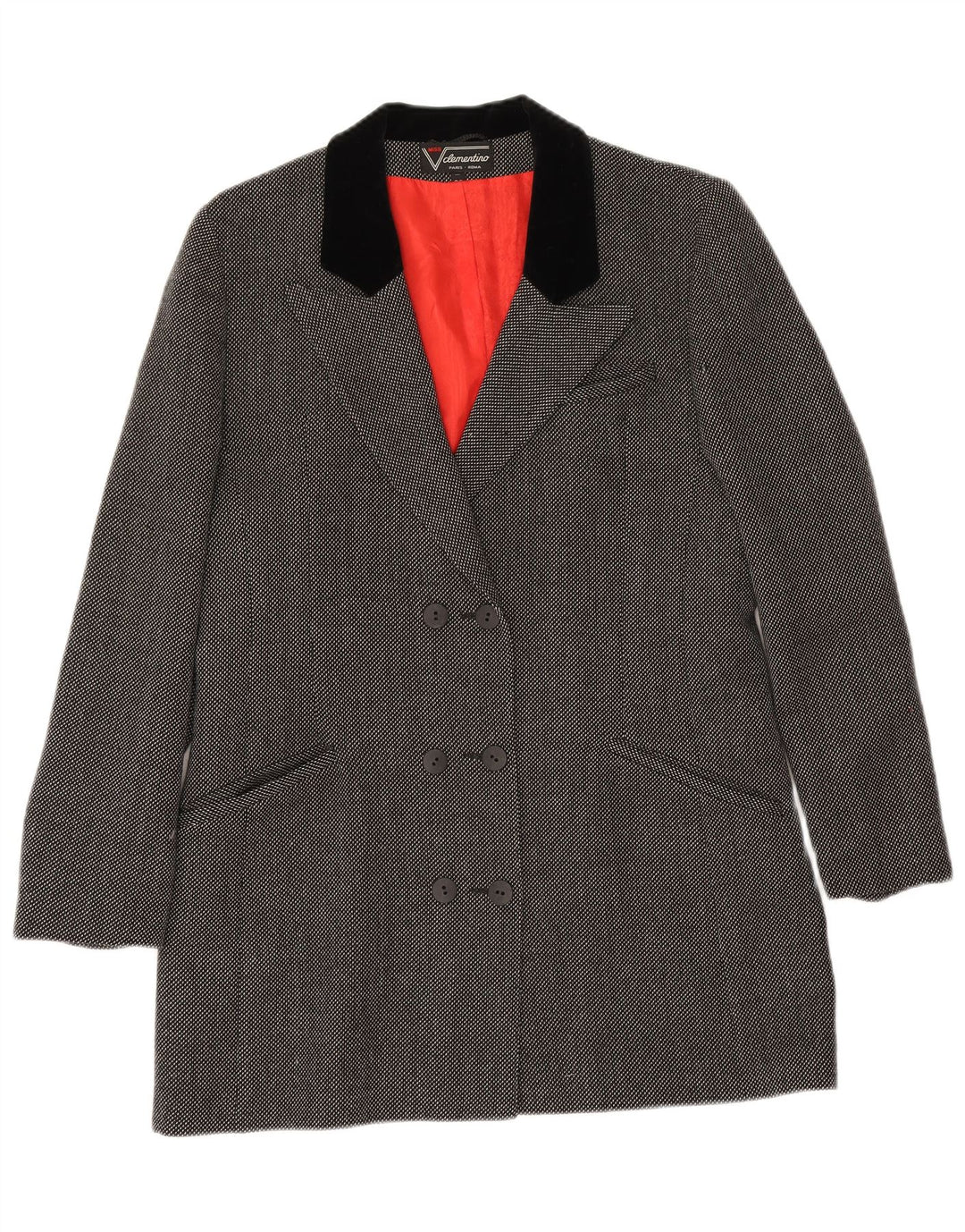 Clementino Chaqueta tipo blazer con doble botonadura para mujer EU 36 Small Grey Wool