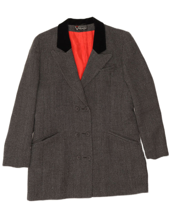 Clementino Chaqueta tipo blazer con doble botonadura para mujer EU 36 Small Grey Wool
