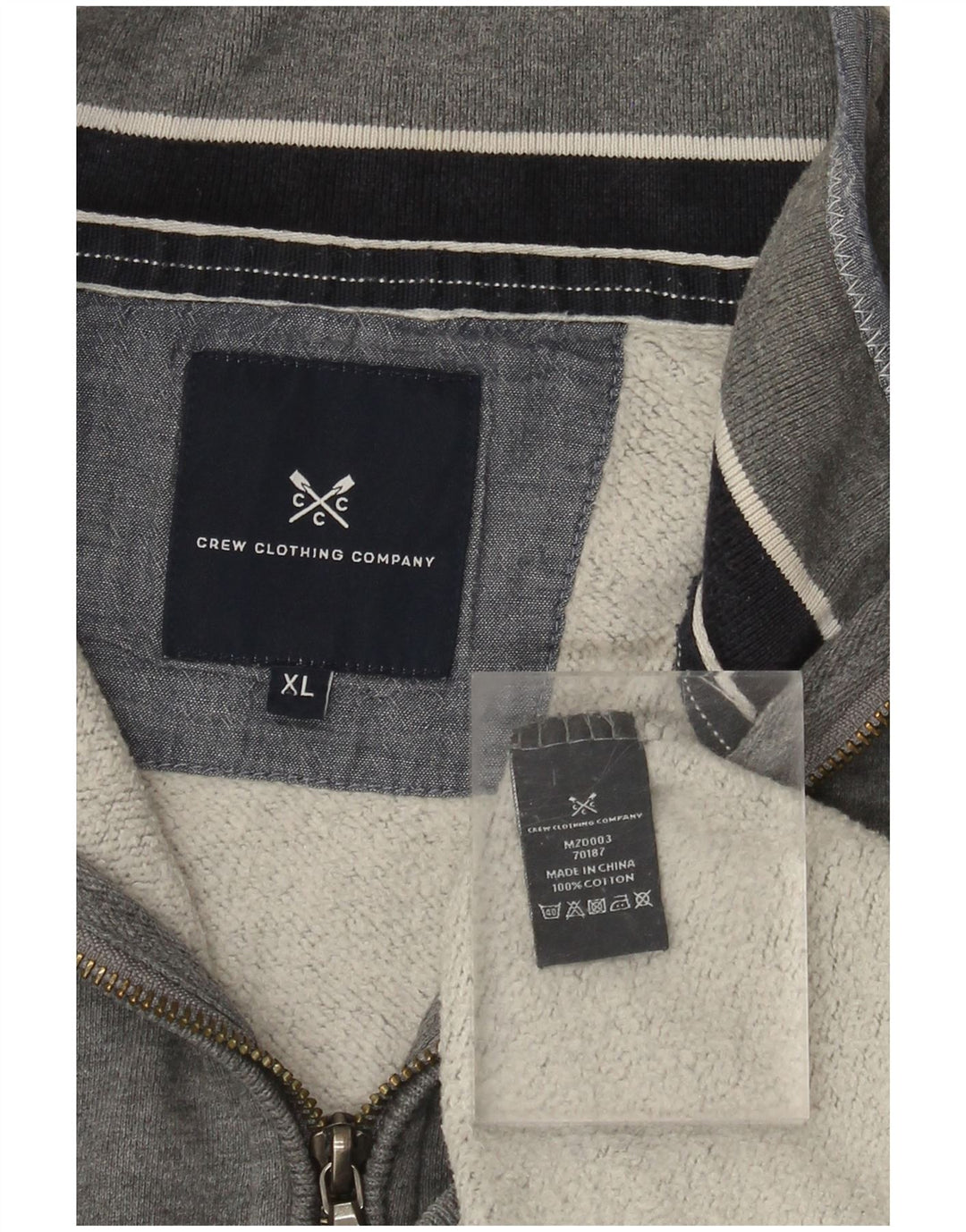 CREW CLOTHING Sudadera con cuello y cremallera para hombre Jersey XL Algodón gris