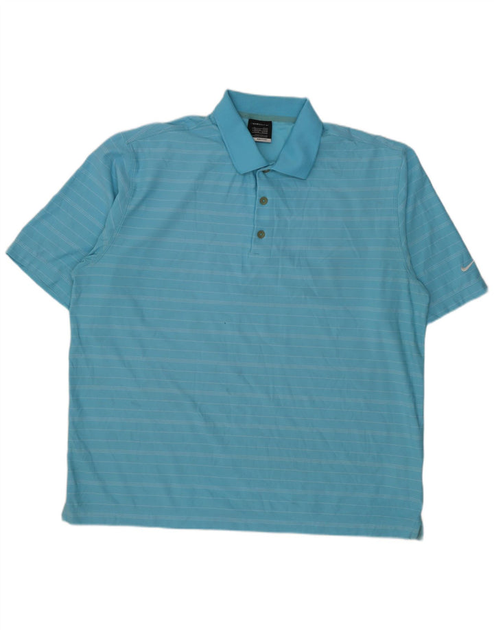 Nike Polo para hombre UK 42/44 Large Azul Rayas Poliéster