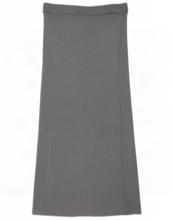 Zara Mujer Maxi Falda Mediana W28 L34 Gris Viscosa