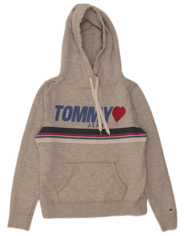 Tommy Hilfiger Sudadera con capucha gráfica para mujer UK 10 Small Gris Algodón