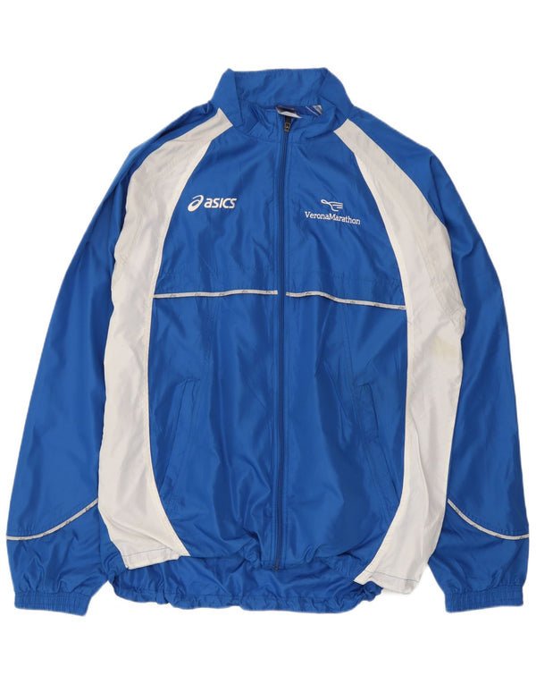 Asics Hombre Graphic Chándal Top Jacket XL Azul Colorblock Microfibras