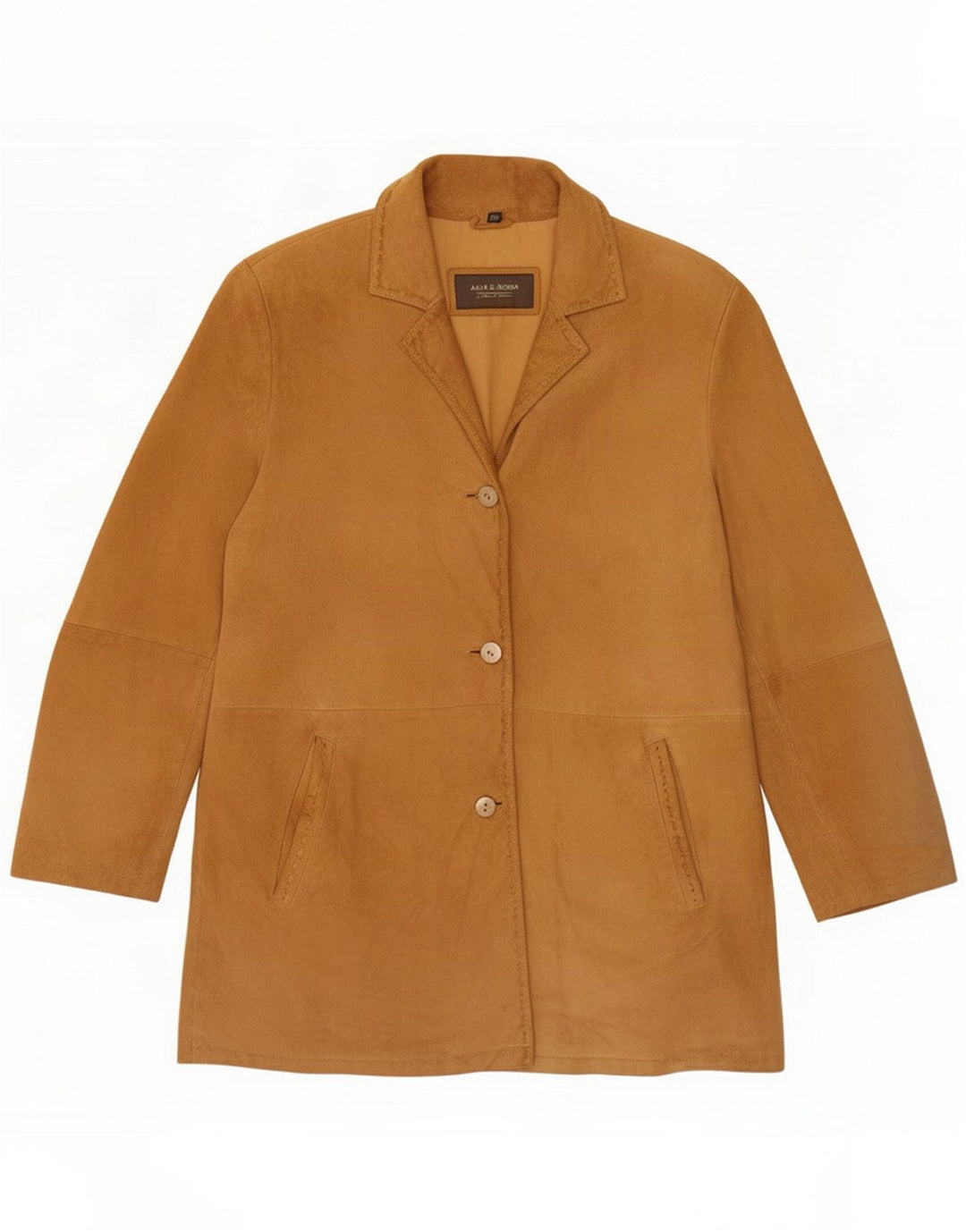 Julia S. Roma Chaqueta de ante de ajuste relajado para mujer EU 38 Cuero beige medio