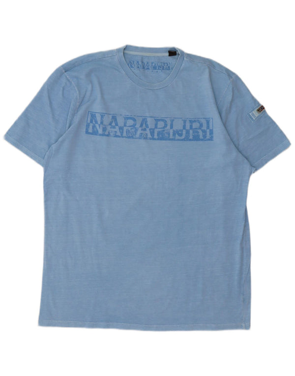 Napapijri Camiseta con gráfico geográfico para hombre Top 2XL Azul