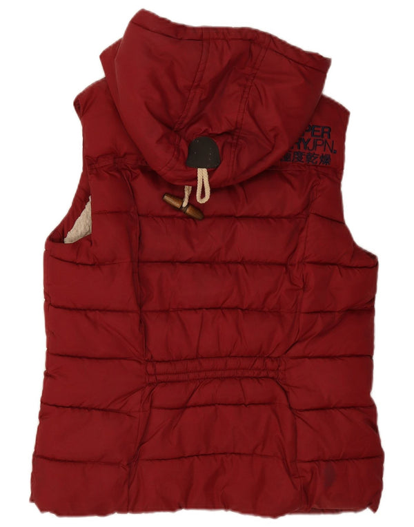 Superdry Chaleco Acolchado Sherpa Extragrande con Capucha para Mujer UK 40 Small Borgoña