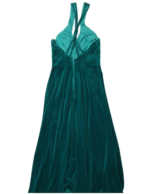 The House Of Nicholas Vestido de Terciopelo Halter para Mujer UK 46 Grande Verde