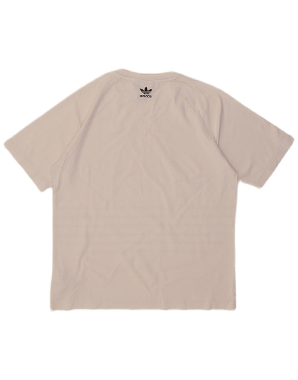 Adidas - Camiseta gráfica para hombre, talla pequeña, algodón blanco