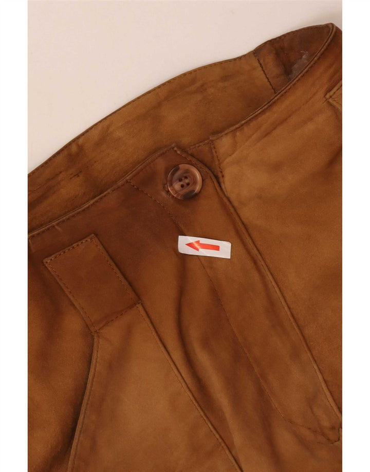 Pantalones rectos de ante para mujer Conbipel IT 44 Medium W28 L29 Cuero beige