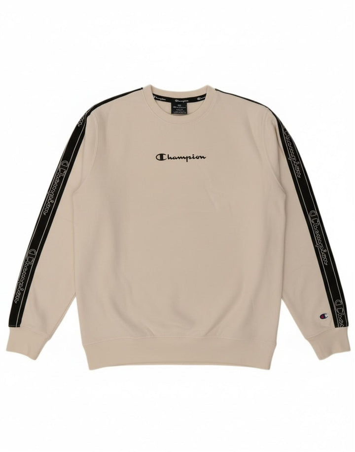 Champion Sudadera Estampada Con Estampado De Algodón Blanco Color Block Pequeño Hombre