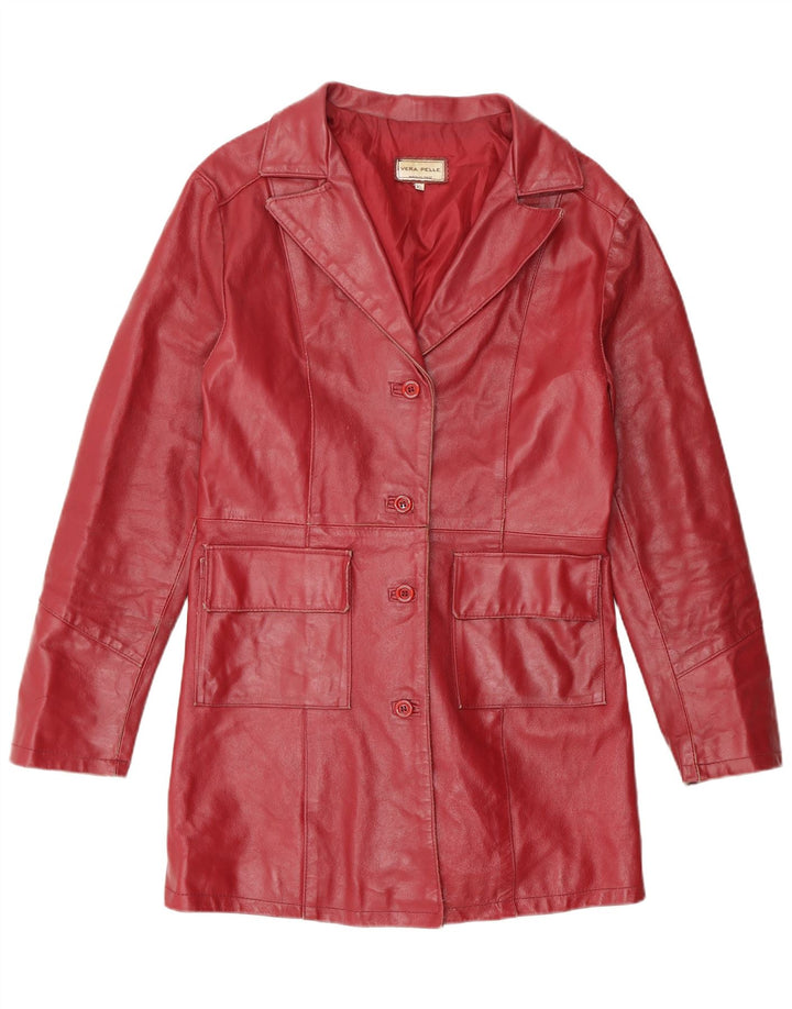 Vintage mujer cuero abrigo Reino Unido 18 XL cuero rojo