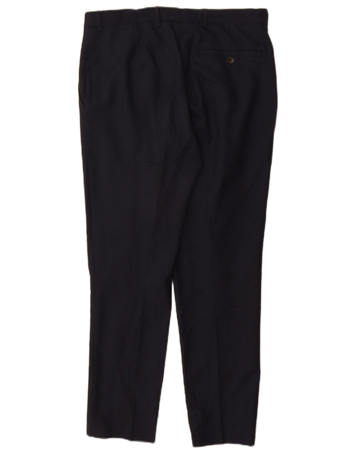 Marks & Spencer Pantalón de traje ajustado para hombre W32 L29 Poliéster azul marino