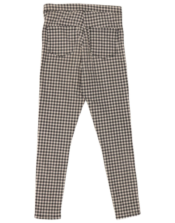 Topshop Joni - Pantalones informales ajustados para mujer W32 L27 de algodón a cuadros grises