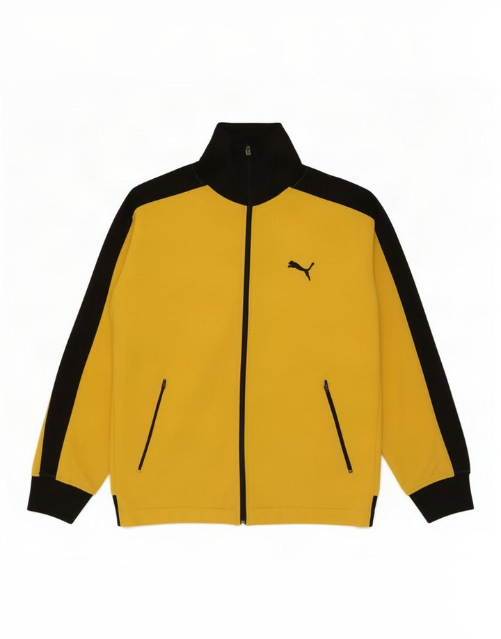 Puma Chaqueta de chándal para hombre, talla grande, poliéster color block amarillo