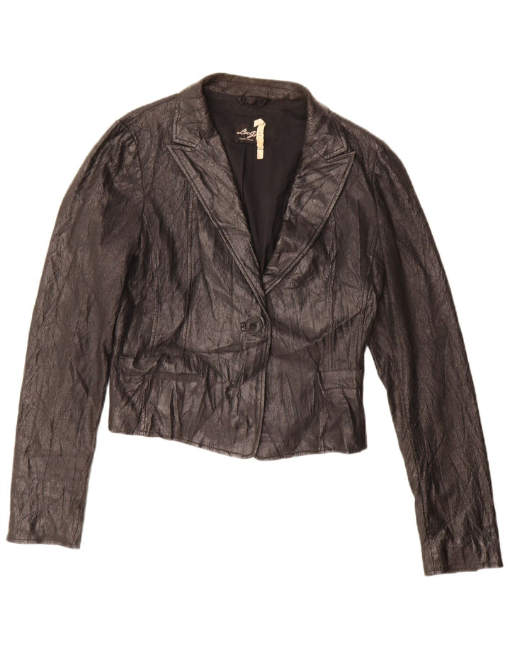 Liu Jo Chaqueta tipo blazer de piel sintética con 1 botón para mujer IT 46 Grande Negro