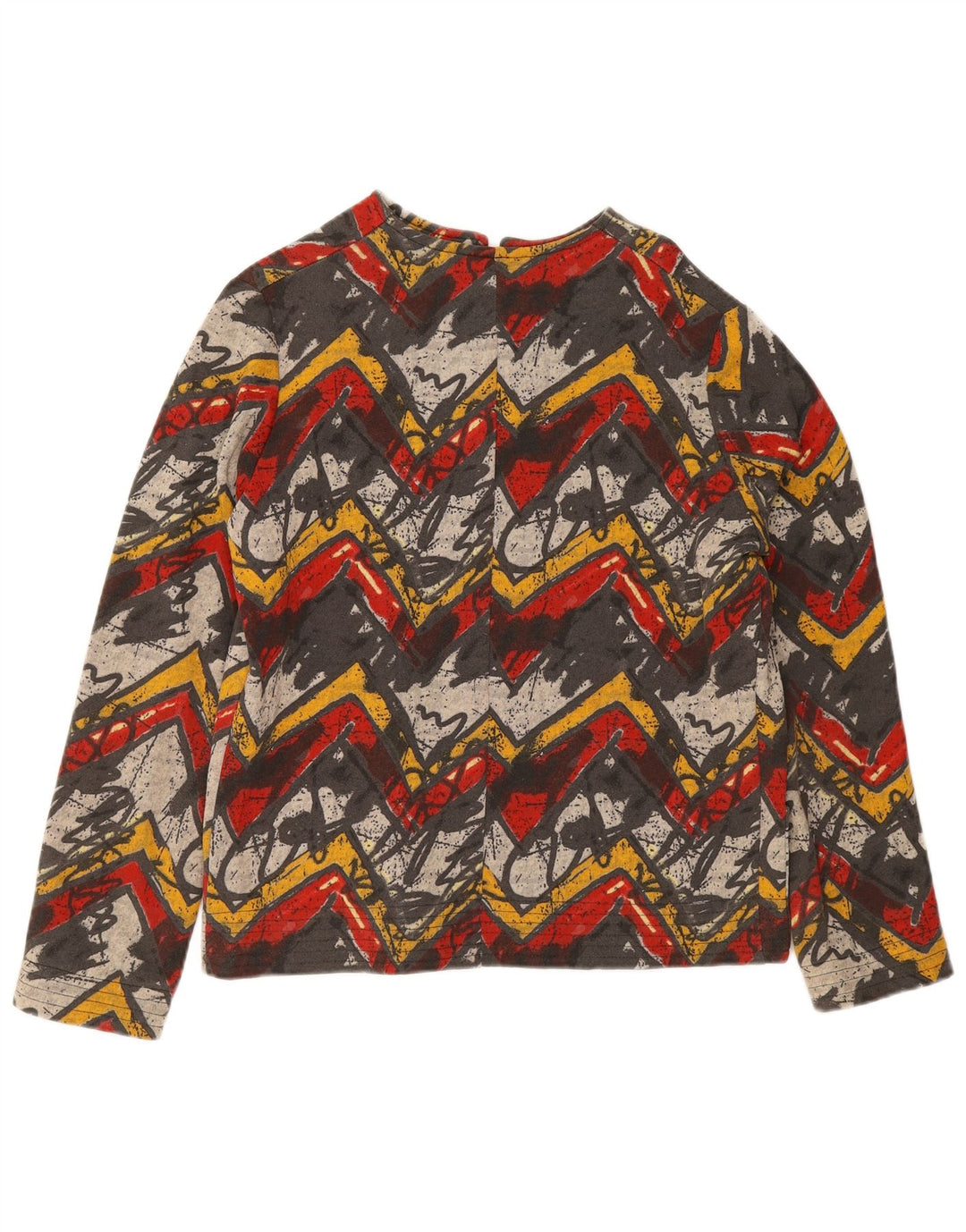 Vintage mujer patrón abstracto chándal top chaqueta Reino Unido 18 XL multicolor