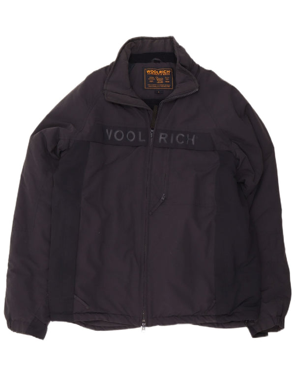 Woolrich Chaqueta cortavientos estampada para hombre UK 40 Large Nylon azul marino