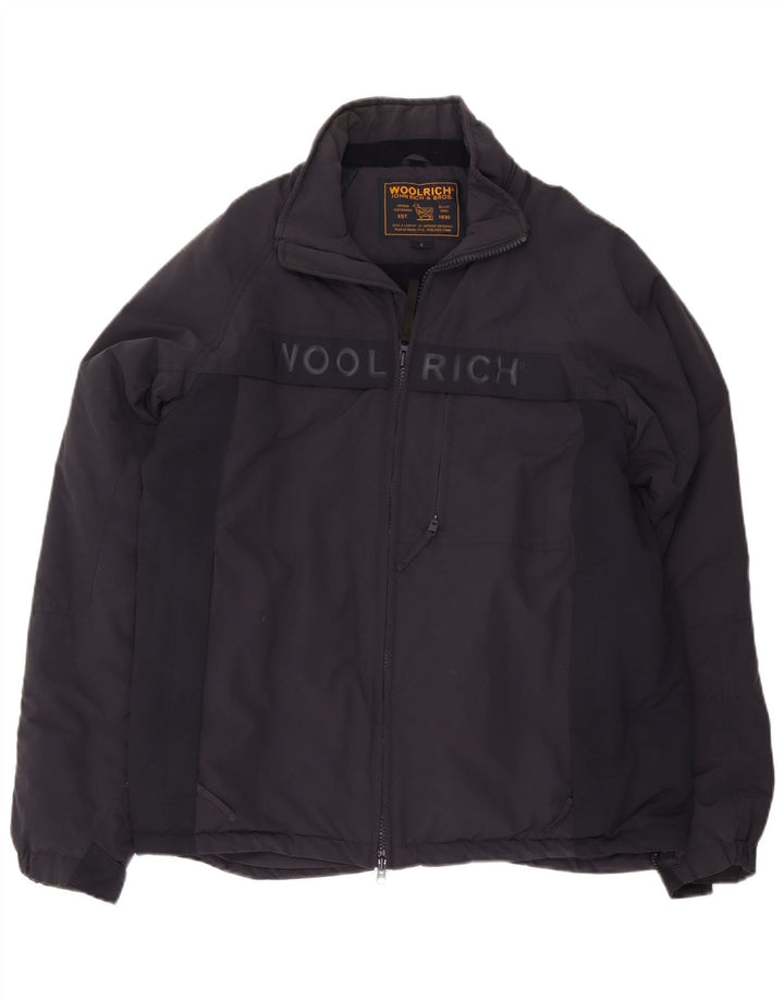 Woolrich Chaqueta cortavientos estampada para hombre UK 40 Large Nylon azul marino