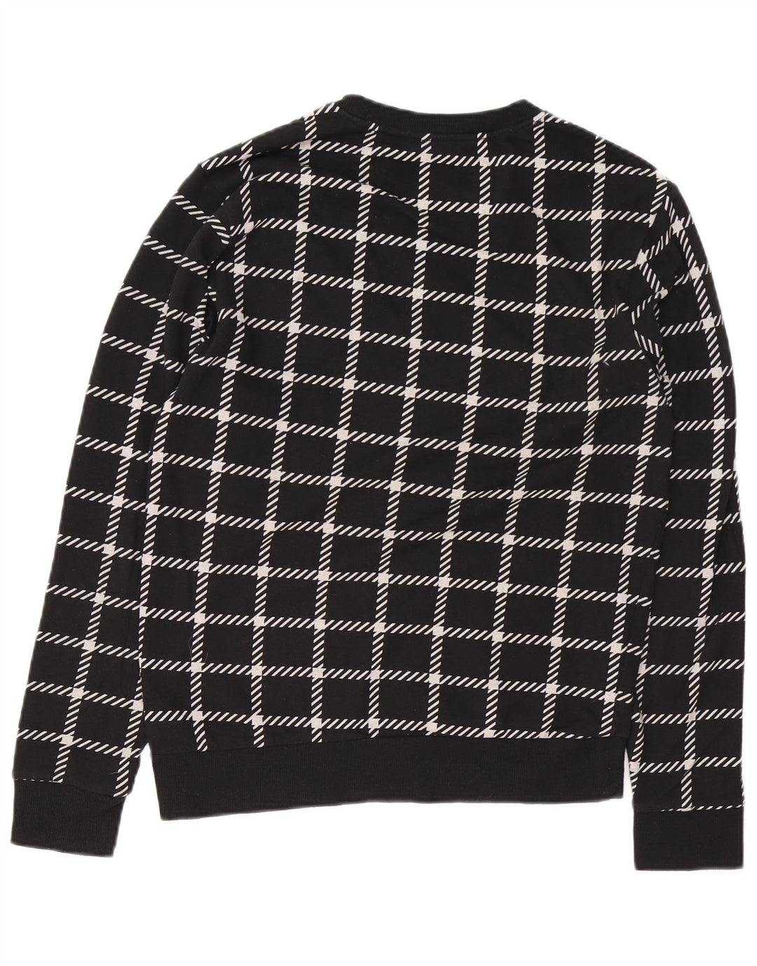 CALVIN KLEIN Sudadera con gráfico para hombre, jersey pequeño de algodón a cuadros negro