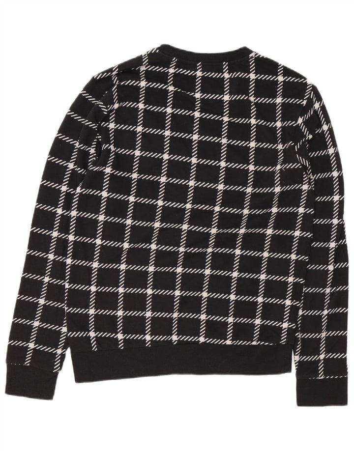 CALVIN KLEIN Sudadera con gráfico para hombre, jersey pequeño de algodón a cuadros negro