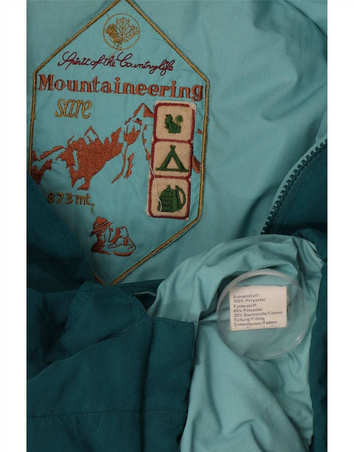 Vintage mujer chaqueta acolchada con capucha Reino Unido 18 XL poliéster azul