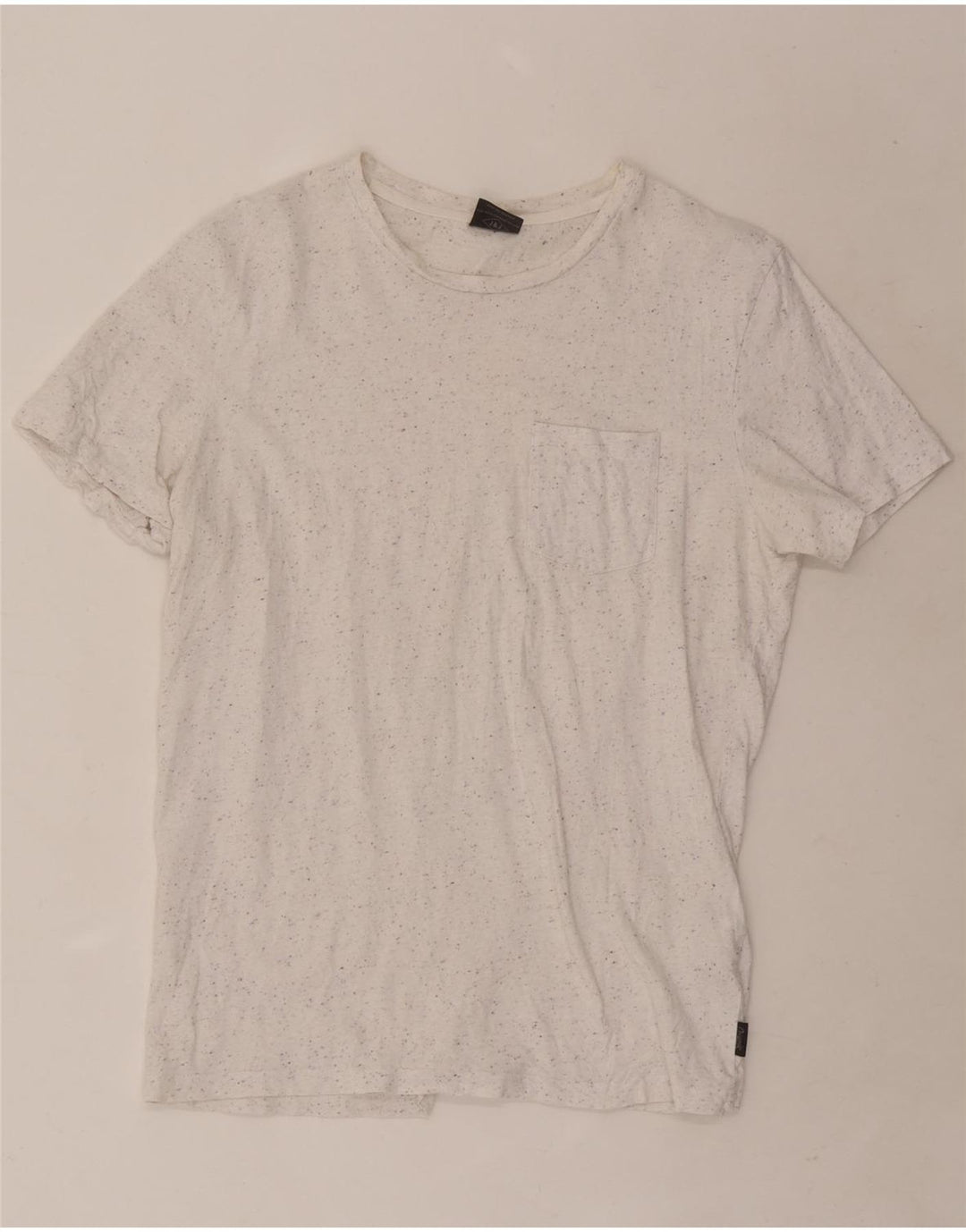 Jack & Jones Hombre Camiseta Top Medium Blanco Moteado De Algodón