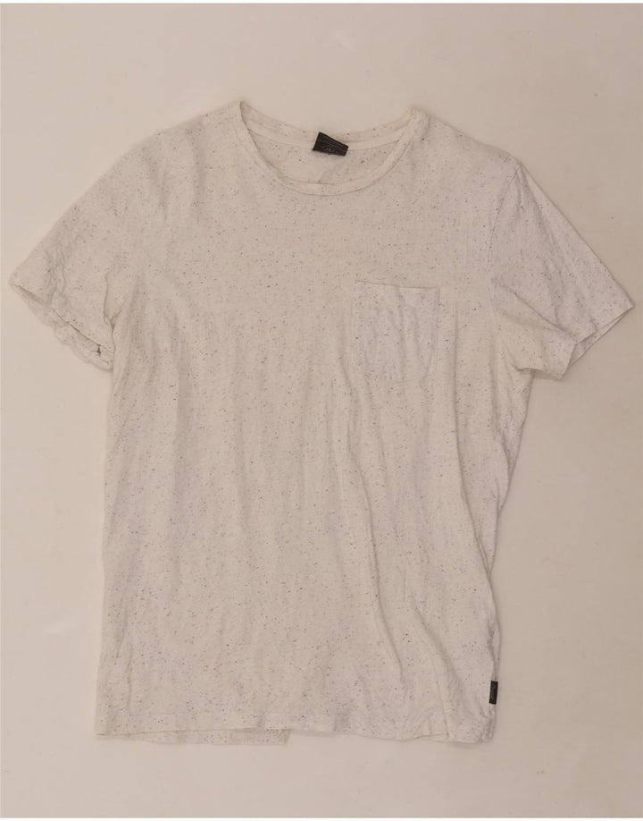 Jack & Jones Hombre Camiseta Top Medium Blanco Moteado De Algodón