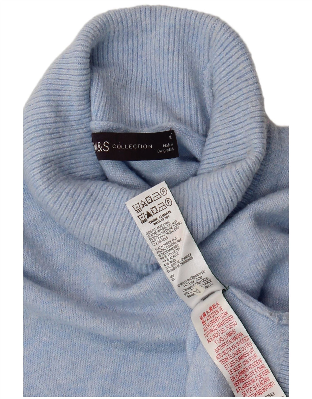 Marks & Spencer Jersey con cuello vuelto para mujer UK 44 Poliéster azul medio