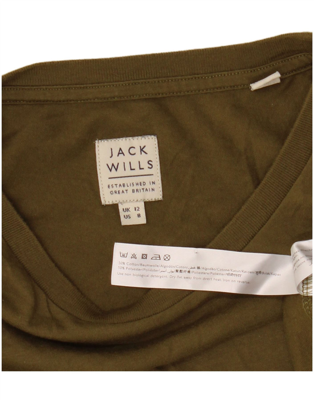 Jack Wills Camiseta para mujer Top UK 12 Medium Khaki Cotton