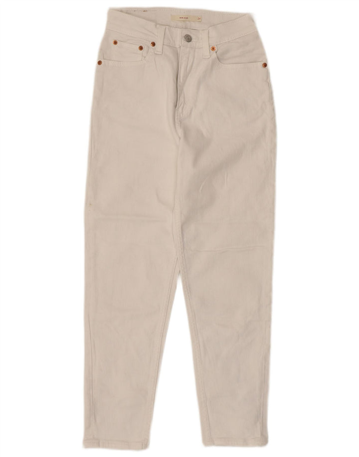 Vaqueros Levi's Mom Cropped Mujer W24 L24 Algodón Blanco Roto