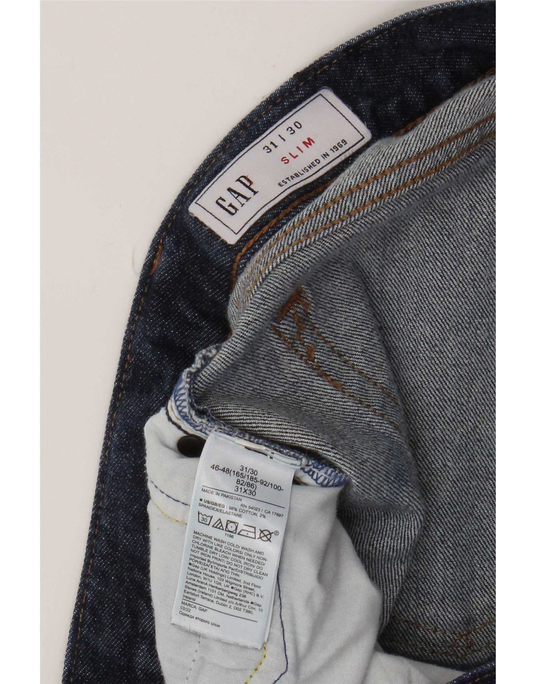 Vaqueros ajustados para hombre Gap W31 L30 Algodón azul marino