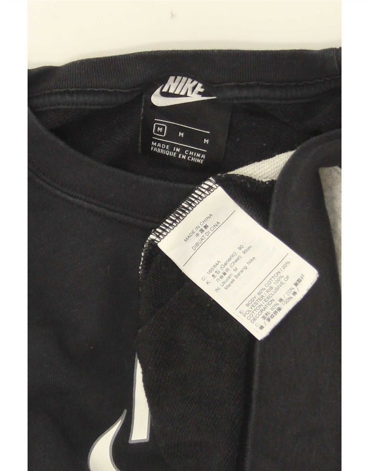 Nike Mujer Crop Graphic Sudadera Jumper UK 44 Mediano Negro Colorblock