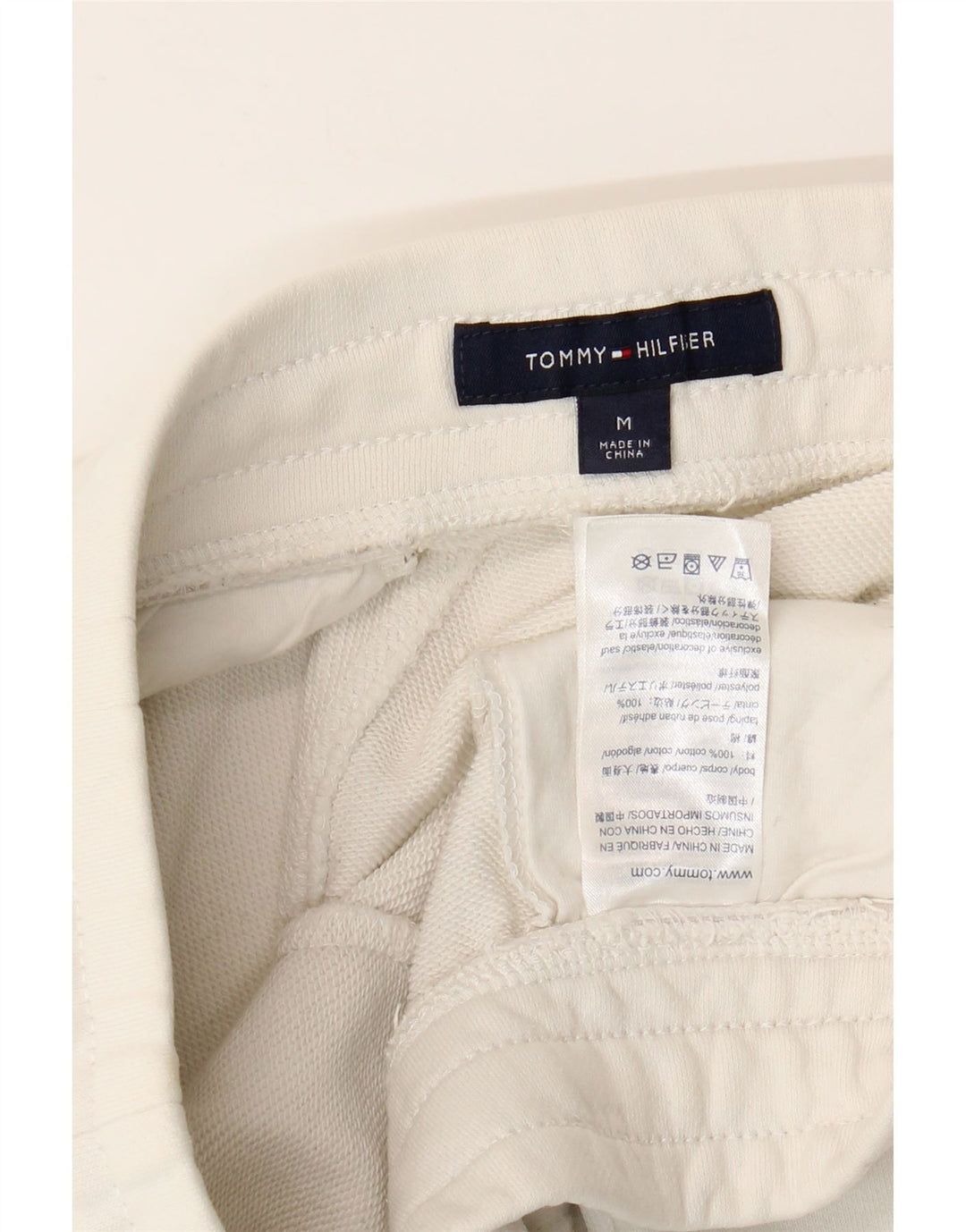 TOMMY HILFIGER Shorts deportivos gráficos para hombre Algodón blanco mediano