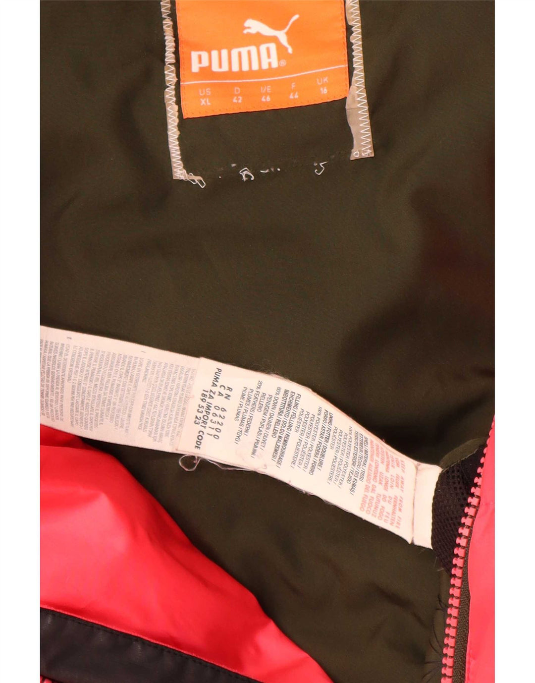 Puma - Chaqueta acolchada con capucha para mujer, talla 40, poliéster rojo grande