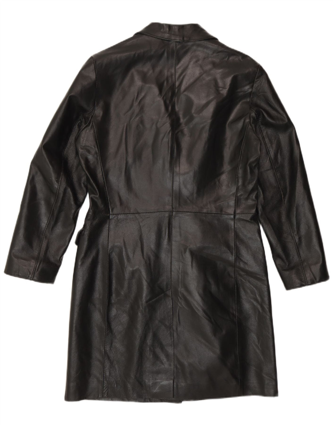 Abrigo de cuero vintage para mujer IT 42 Cuero negro medio