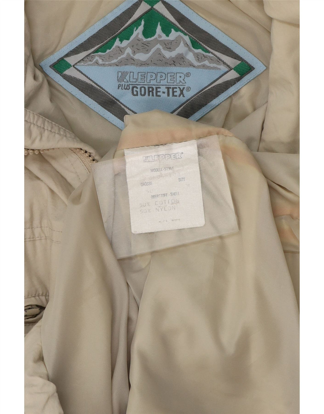 KLEPPER Chaqueta utilitaria con capucha Gore-Tex para hombre UK 38 Algodón beige medio