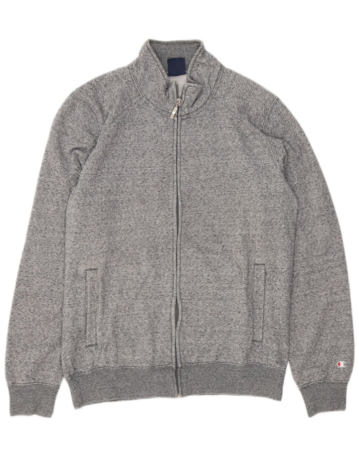 Champion Chaqueta de chándal para hombre de algodón moteado gris medio