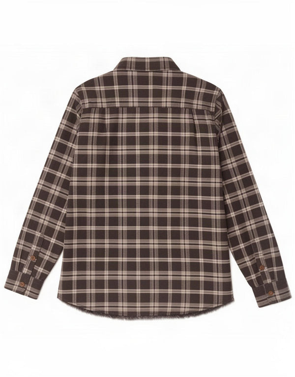Mantaray Camisa de franela para hombre Algodón a cuadros marrón pequeño