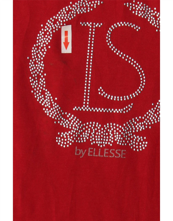 Ellesse Camiseta gráfica para mujer Top UK 12 Medium Red Cotton