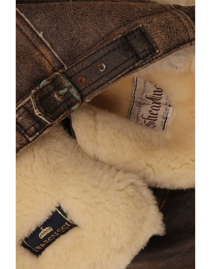 Pascucci Chaqueta de piel de oveja para hombre IT 54 2XL Marrón