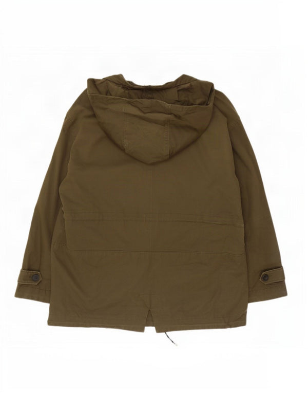 Massimo Dutti Parka Mujer Con Capucha UK 40 XL Algodón Caqui
