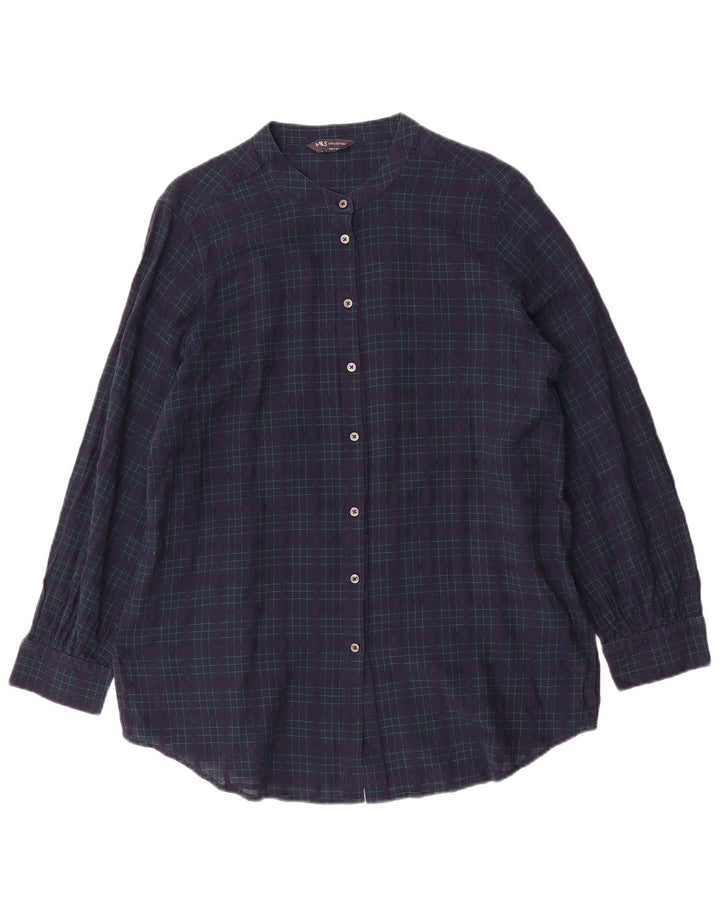 Marks & Spencer Camisa para mujer Reino Unido 44 Grande Azul marino Cuadros Algodón