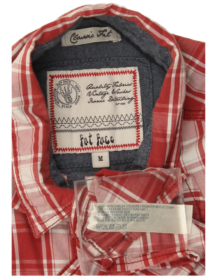 FAT FACE Camisa de franela de manga corta de corte clásico para hombre Cuadros rojos medianos